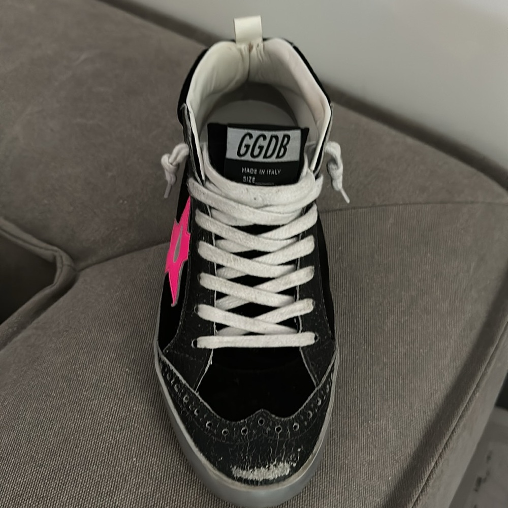 Black Suede Mid Star with Pink Star/Silver - Golden Goose Size 36 - Picture 4 of 7